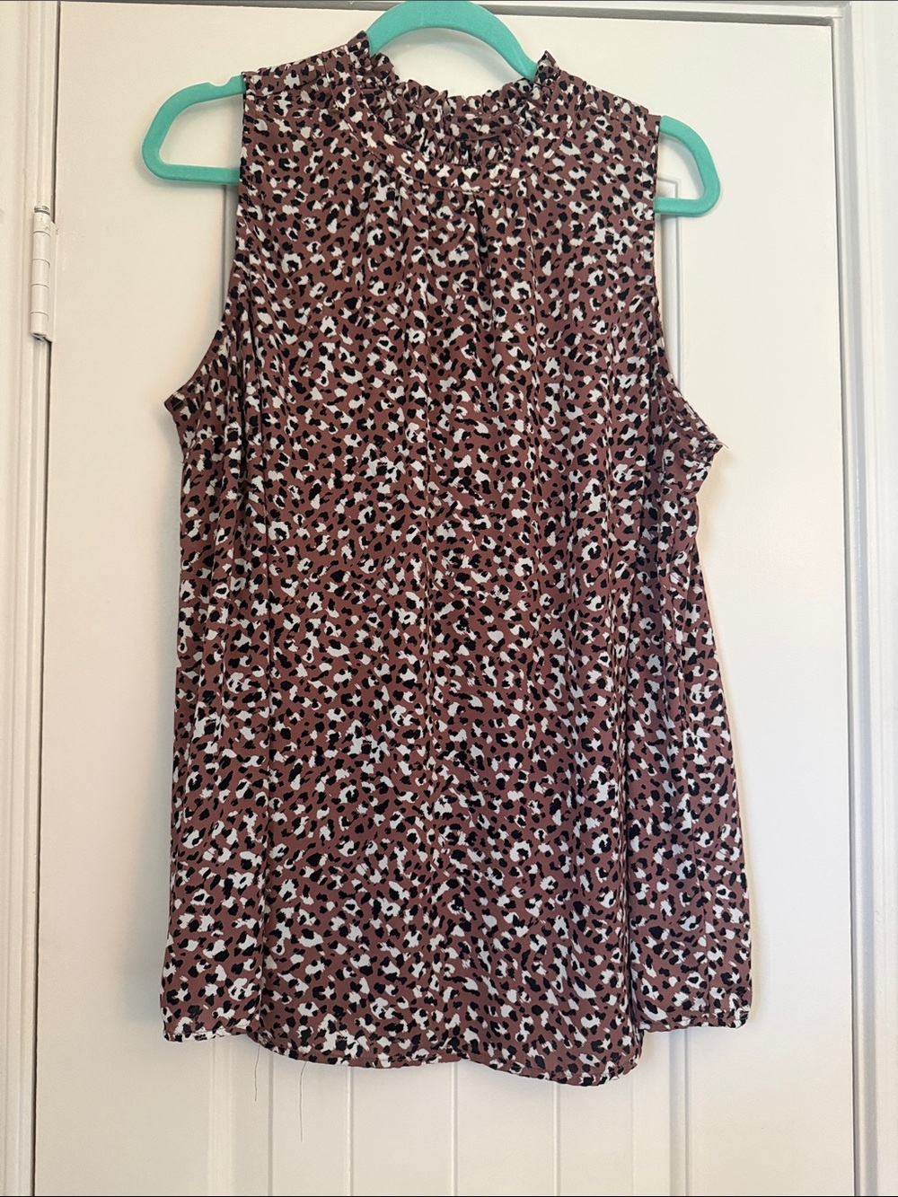 Sleeveless Mock Neck Animal Print Top